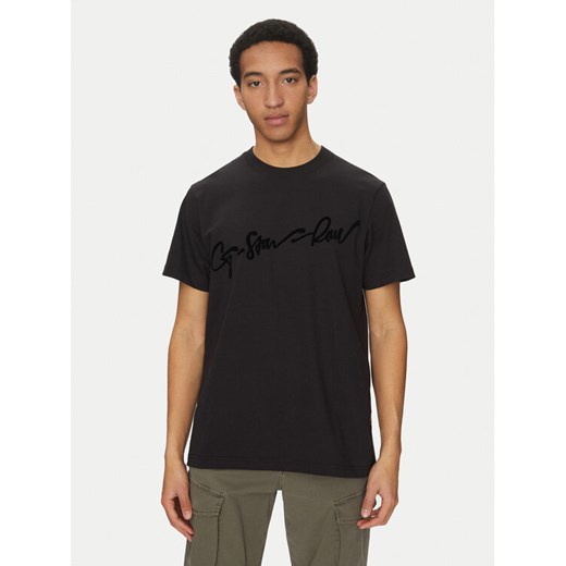 G-Star Raw T-Shirt Floock G-Script D25148-C784 Czarny Regular Fit ze sklepu MODIVO w kategorii T-shirty męskie - zdjęcie 182727796