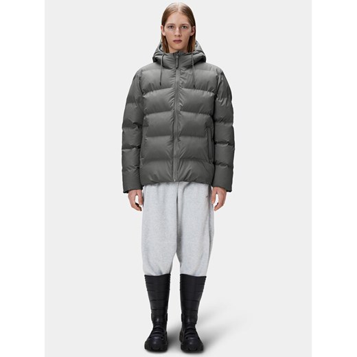 Rains Kurtka zimowa 15120 Szary Regular Fit ze sklepu MODIVO w kategorii Kurtki damskie - zdjęcie 182727797
