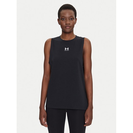 Under Armour Koszulka techniczna Rival Muscle 1383659 Czarny Regular Fit ze sklepu MODIVO w kategorii Bluzki damskie - zdjęcie 182727878