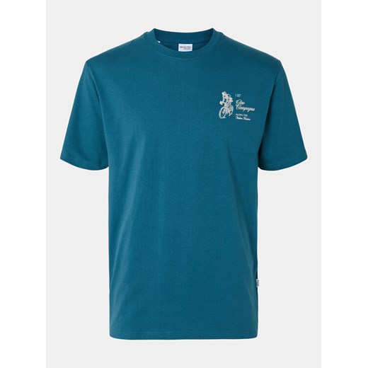 Selected Homme T-Shirt Slhrelaxaries 16094014 Turkusowy Relaxed Fit ze sklepu MODIVO w kategorii T-shirty męskie - zdjęcie 182728145
