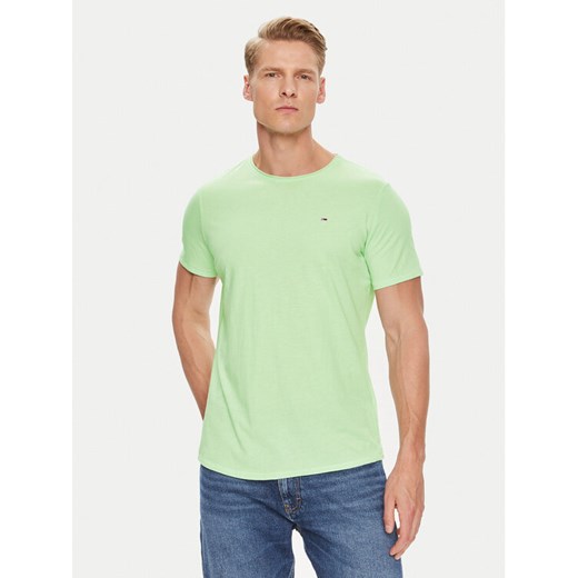 Tommy Jeans T-Shirt Jaspe DM0DM09586 Zielony Slim Fit ze sklepu MODIVO w kategorii T-shirty męskie - zdjęcie 182728275