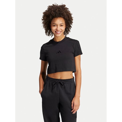 adidas T-Shirt ALL SZN 3-Stripes JI9102 Czarny Slim Fit ze sklepu MODIVO w kategorii Bluzki damskie - zdjęcie 182728388