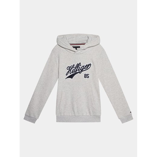 Tommy Hilfiger Bluza Hilfiger Script Hoodie KB0KB08718 Szary Regular Fit ze sklepu MODIVO w kategorii Bluzy chłopięce - zdjęcie 182728439