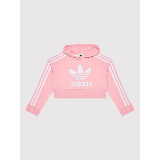 adidas Bluza adicolor Cropped HD2008 Różowy Loose Fit ze sklepu MODIVO w kategorii Bluzy dziewczęce - zdjęcie 182728516