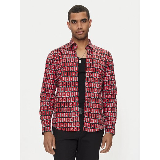 Hugo Koszula Ermo 50519638 Czerwony Slim Fit ze sklepu MODIVO w kategorii Koszule męskie - zdjęcie 182728627