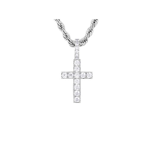 ICED STUFF Zawieszka Micro Diamond Cross Białe złoto ze sklepu MODIVO w kategorii Zawieszki - zdjęcie 182728699