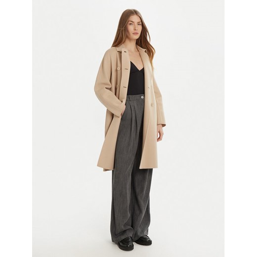 Weekend Max Mara Płaszcz wełniany Avenue 2515011021 Beżowy Regular Fit ze sklepu MODIVO w kategorii Płaszcze damskie - zdjęcie 182729009
