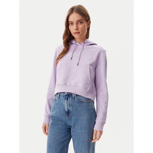 Guess Jeans Bluza W5GQ22 K68I4 Fioletowy Regular Fit ze sklepu MODIVO w kategorii Bluzy damskie - zdjęcie 182729017