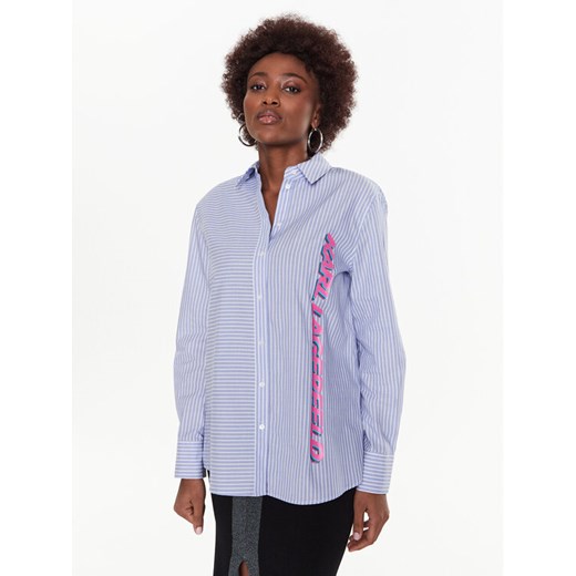 KARL LAGERFELD Koszula Logo Print 225W1607 Niebieski Regular Fit ze sklepu MODIVO w kategorii Koszule damskie - zdjęcie 182729027