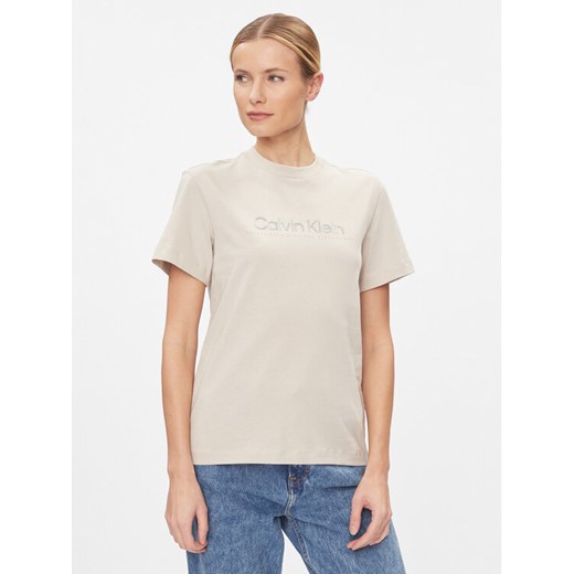 Calvin Klein T-Shirt Graphic K20K206753 Szary Regular Fit ze sklepu MODIVO w kategorii Bluzki damskie - zdjęcie 182729088