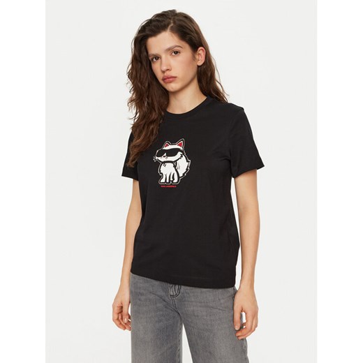KARL LAGERFELD T-Shirt A1W17128 Czarny Regular Fit ze sklepu MODIVO w kategorii Bluzki damskie - zdjęcie 182729136