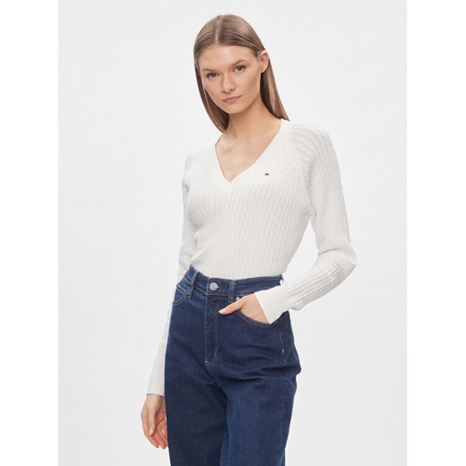 Tommy Hilfiger Sweter WW0WW40674 Biały Regular Fit ze sklepu MODIVO w kategorii Swetry damskie - zdjęcie 182729217