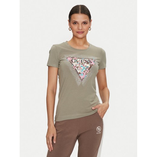 Guess T-Shirt Cherry Flower W4YI26 J1314 Zielony Slim Fit ze sklepu MODIVO w kategorii Bluzki damskie - zdjęcie 182729476
