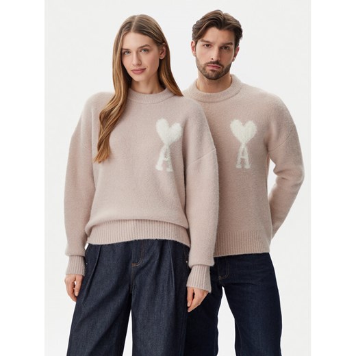 AMI PARIS Sweter UKS025.KN0032 Różowy Regular Fit ze sklepu MODIVO w kategorii Swetry męskie - zdjęcie 182729566