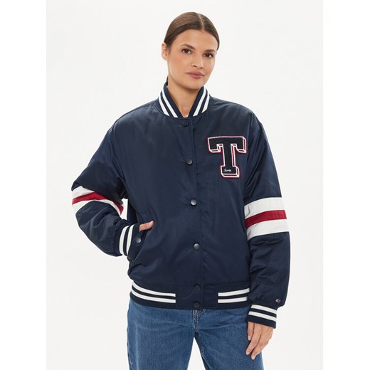 Tommy Jeans Kurtka bomber Letterman DW0DW18306 Granatowy Relaxed Fit ze sklepu MODIVO w kategorii Kurtki damskie - zdjęcie 182729616