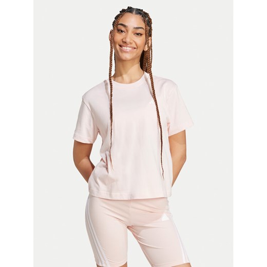 adidas T-Shirt Essentials Small Logo JH3694 Różowy Slim Fit ze sklepu MODIVO w kategorii Bluzki damskie - zdjęcie 182729619