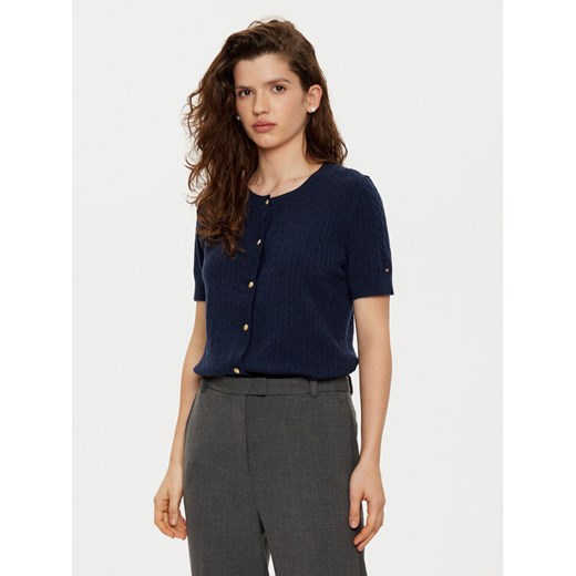 Tommy Hilfiger Kardigan WW0WW43958 Granatowy Regular Fit ze sklepu MODIVO w kategorii Swetry damskie - zdjęcie 182729635