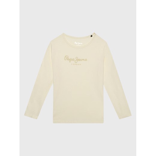 Pepe Jeans Bluzka Hana Glitter PG501364 Écru Regular Fit ze sklepu MODIVO w kategorii Bluzki dziewczęce - zdjęcie 182729646