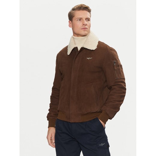 Aeronautica Militare Kurtka z imitacji skóry 242PN948PL248 Brązowy Regular Fit ze sklepu MODIVO w kategorii Kurtki męskie - zdjęcie 182729847