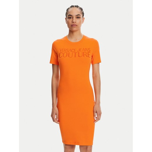 Versace Jeans Couture Sukienka codzienna 78HAOS04 Pomarańczowy Slim Fit ze sklepu MODIVO w kategorii Sukienki - zdjęcie 182729948