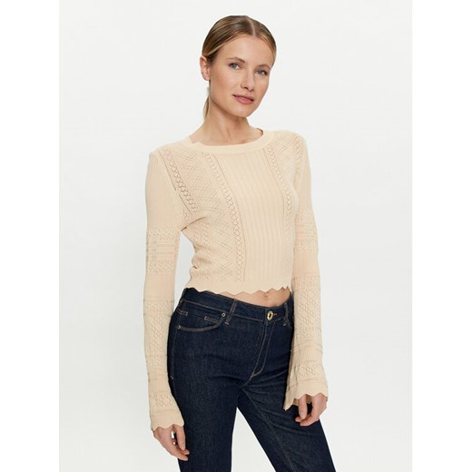 Guess Sweter Adaline W4GR08 Z2U00 Beżowy Regular Fit ze sklepu MODIVO w kategorii Swetry damskie - zdjęcie 182730058