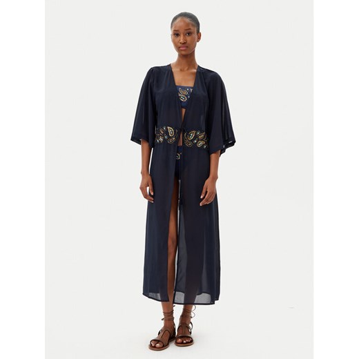 Selmark Kimono BN297 Granatowy Relaxed Fit ze sklepu MODIVO w kategorii Odzież plażowa - zdjęcie 182730329