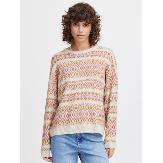 ICHI Sweter 20119733 Beżowy Regular Fit ze sklepu MODIVO w kategorii Swetry damskie - zdjęcie 182730517