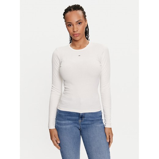 Tommy Jeans Bluzka Essential DW0DW17387 Écru Slim Fit Tommy Jeans XXS MODIVO