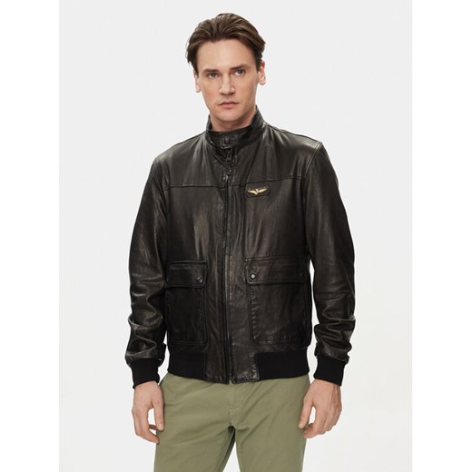Aeronautica Militare Kurtka skórzana 241PN5040PL147 Czarny Regular Fit ze sklepu MODIVO w kategorii Kurtki męskie - zdjęcie 182730739