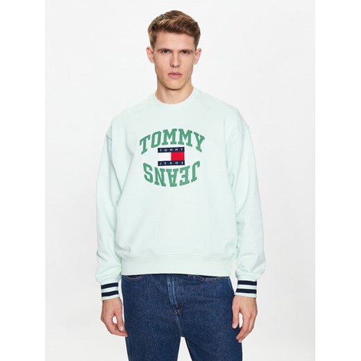 Tommy Jeans Bluza Boxy Arched Logo DM0DM16375 Zielony Boxy Fit Tommy Jeans XL MODIVO