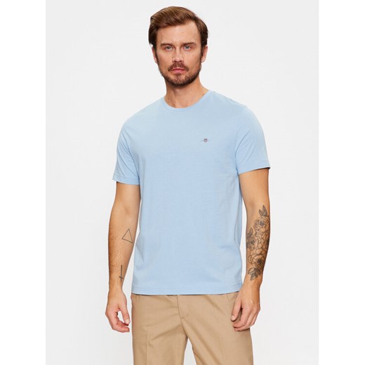 Gant T-Shirt Shield 2003184 Błękitny Regular Fit ze sklepu MODIVO w kategorii T-shirty męskie - zdjęcie 182730895