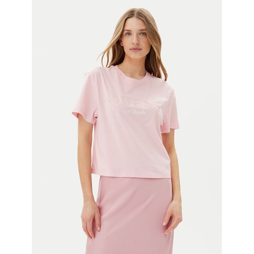 Guess T-Shirt V5GI09 K9RM1 Różowy Regular Fit ze sklepu MODIVO w kategorii Bluzki damskie - zdjęcie 182731295