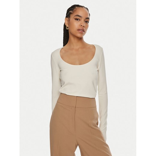 Boss Bluzka 50512849 Écru Slim Fit ze sklepu MODIVO w kategorii Bluzki damskie - zdjęcie 182731379