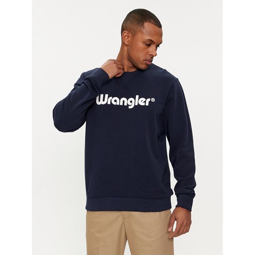 Wrangler Bluza Logo 112350539 Écru Regular Fit ze sklepu MODIVO w kategorii Bluzy męskie - zdjęcie 182731557