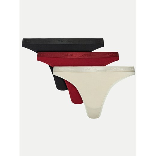 Calvin Klein Underwear Komplet 3 par stringów Thong 3pk 000QD5244E Kolorowy ze sklepu MODIVO w kategorii Majtki damskie - zdjęcie 182731575
