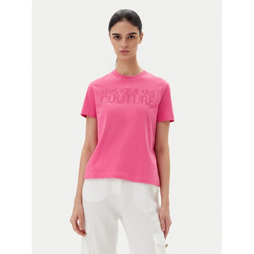 Versace Jeans Couture T-Shirt 78HAHS04 Różowy Regular Fit ze sklepu MODIVO w kategorii Bluzki damskie - zdjęcie 182731767