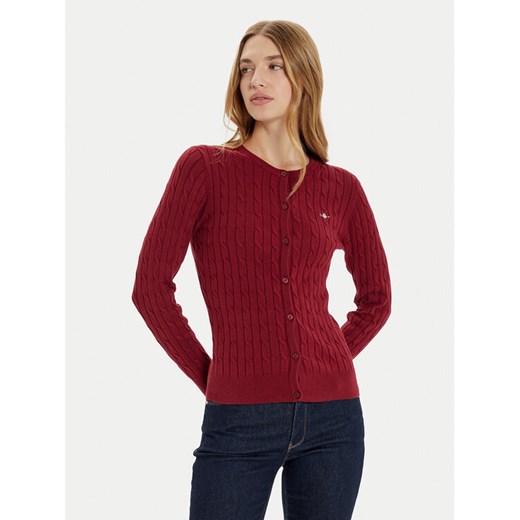 Gant Kardigan 4800103 Czerwony Slim Fit ze sklepu MODIVO w kategorii Swetry damskie - zdjęcie 182732069