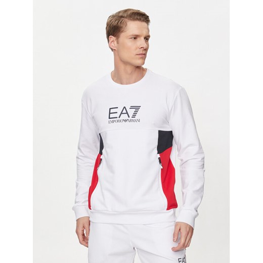 EA7 Emporio Armani Bluza 3DPM14 PJLIZ 1100 Biały Regular Fit ze sklepu MODIVO w kategorii Bluzy męskie - zdjęcie 182732119
