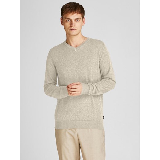 Jack&Jones Sweter 12208365 Beżowy Regular Fit ze sklepu MODIVO w kategorii Swetry męskie - zdjęcie 182732147