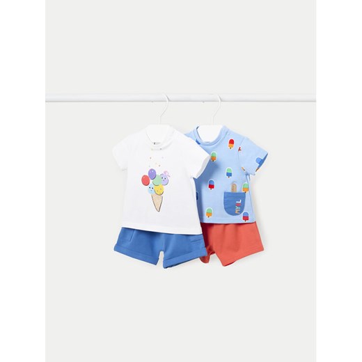 Mayoral Komplet 2 t-shirtów i spodenek 1627 Kolorowy Regular Fit ze sklepu MODIVO w kategorii Komplety niemowlęce - zdjęcie 182732159
