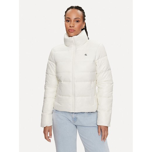 Calvin Klein Jeans Kurtka przejściowa J20J223580 Écru Slim Fit ze sklepu MODIVO w kategorii Kurtki damskie - zdjęcie 182732215