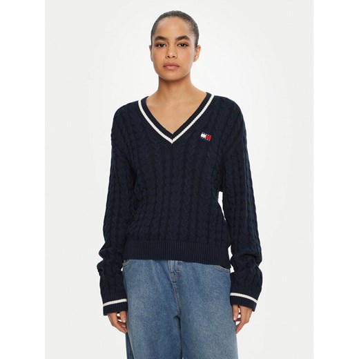 Tommy Jeans Sweter DW0DW19885 Granatowy Regular Fit ze sklepu MODIVO w kategorii Swetry damskie - zdjęcie 182732275