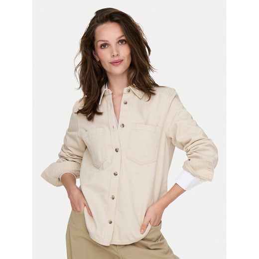 ONLY Koszula jeansowa Silla 15338783 Écru Slim Fit ze sklepu MODIVO w kategorii Koszule damskie - zdjęcie 182732318