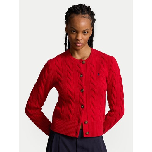 Polo Ralph Lauren Kardigan 211910443017 Czerwony Regular Fit ze sklepu MODIVO w kategorii Swetry damskie - zdjęcie 182732829