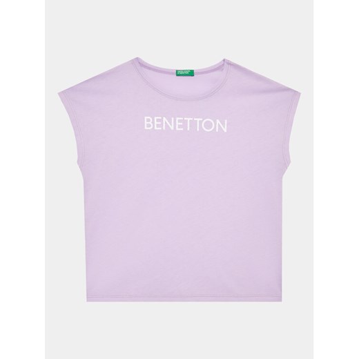 United Colors Of Benetton T-Shirt 3I1XC10C0 Fioletowy Regular Fit ze sklepu MODIVO w kategorii Bluzki dziewczęce - zdjęcie 182732905