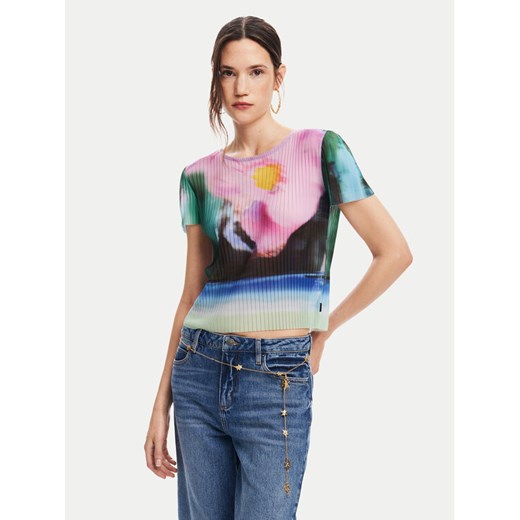 Desigual T-Shirt Plisa 24WWTK95 Kolorowy Slim Fit ze sklepu MODIVO w kategorii Bluzki damskie - zdjęcie 182732955
