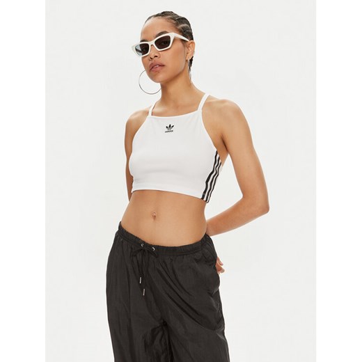 adidas Top adicolor 3-Stripes IN8377 Biały Slim Fit ze sklepu MODIVO w kategorii Bluzki damskie - zdjęcie 182733065