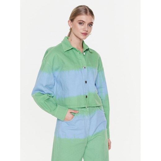 MSGM Kurtka jeansowa 3441MDE45TD 237281 Zielony Regular Fit ze sklepu MODIVO w kategorii Kurtki damskie - zdjęcie 182733099