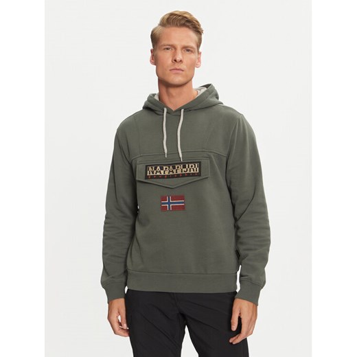 Napapijri Bluza Burgee NP0A4I9B Zielony Regular Fit ze sklepu MODIVO w kategorii Bluzy męskie - zdjęcie 182733178
