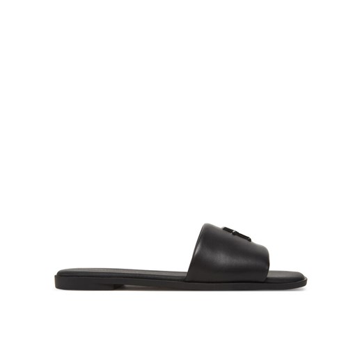 Tommy Hilfiger Klapki Th Logo Hardware Leather Mule FW0FW08806 Czarny ze sklepu MODIVO w kategorii Klapki damskie - zdjęcie 182733257